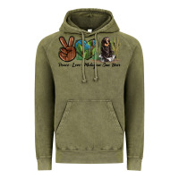 Vintage Olive Peace Love Malayan Sun Bear Vintage Hoodie - LillyAllenDesigns