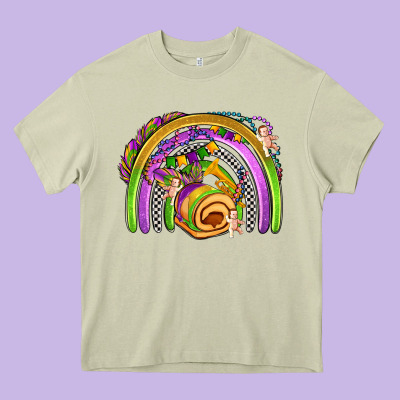 Mardi Gras Rainbow Heavy Core Tee Designed By Oliviacreatesart