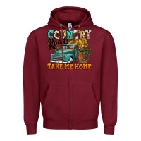 Burgundy country roads take me home vintage truck Zipper Hoodie - Jasminsmagicworld