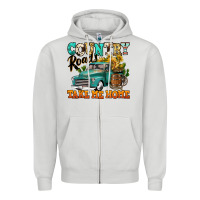 Dove Grey country roads take me home vintage truck Zipper Hoodie - Jasminsmagicworld