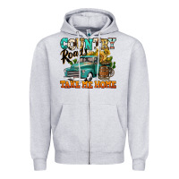 Heather Grey country roads take me home vintage truck Zipper Hoodie - Jasminsmagicworld