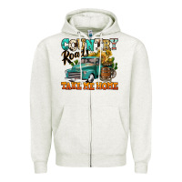 Oatmeal Heather country roads take me home vintage truck Zipper Hoodie - Jasminsmagicworld