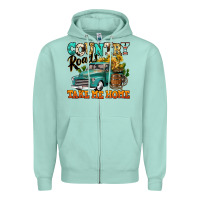 Seafoam country roads take me home vintage truck Zipper Hoodie - Jasminsmagicworld