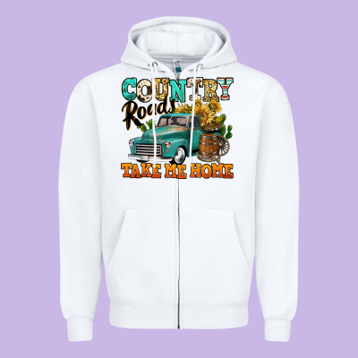 Country Roads Take Me Home Vintage Truck Zipper Hoodie Designed By Jasminsmagicworld