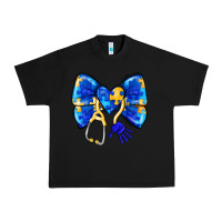 Black Down Syndrome Ribbon Urban Heavy Tee - CowhideDigitalArt