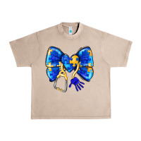 French Oak Down Syndrome Ribbon Urban Heavy Tee - CowhideDigitalArt