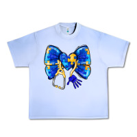 Grape Ice Down Syndrome Ribbon Urban Heavy Tee - CowhideDigitalArt