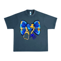 Midnight Navy Down Syndrome Ribbon Urban Heavy Tee - CowhideDigitalArt