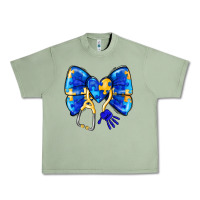 Oil Green Down Syndrome Ribbon Urban Heavy Tee - CowhideDigitalArt