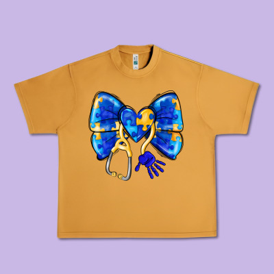 Down Syndrome Ribbon Urban Heavy Tee Designed By Cowhidedigitalart
