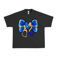 Pigment Black Down Syndrome Ribbon Urban Heavy Tee - CowhideDigitalArt