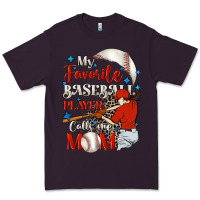 Plum My favorite baseball player calls me mom Premium Tee - FaDigitalArtStudio