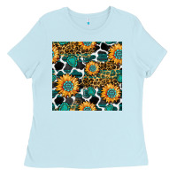 Gemstone Sunflower Leopard Seamless Pattern Ladies Tee | Teevron