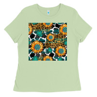 Matcha gemstone sunflower leopard seamless pattern Ladies Tee - BundleAndBundleShop