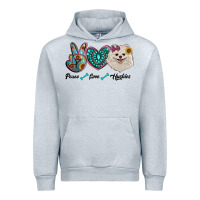 Heather Grey peace love pomeranian Urban Hoodie - RanaPortraitStore