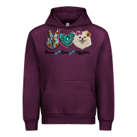 Mauve Wine peace love pomeranian Urban Hoodie - RanaPortraitStore