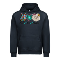 Navy peace love pomeranian Urban Hoodie - RanaPortraitStore