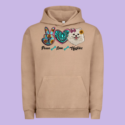 Peace Love Pomeranian Urban Hoodie Designed By Ranaportraitstore