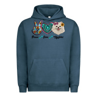 Pigment Midnight Navy peace love pomeranian Urban Hoodie - RanaPortraitStore