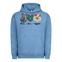 Pigment Pebble Blue peace love pomeranian Urban Hoodie - RanaPortraitStore