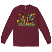 Burgundy joy Christmas Rockin Long Sleeve Tee - CowhideDigitalArt