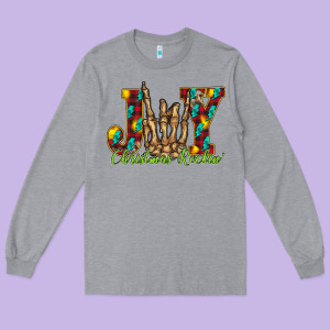 Joy Christmas Rockin Long Sleeve Tee Designed By Cowhidedigitalart