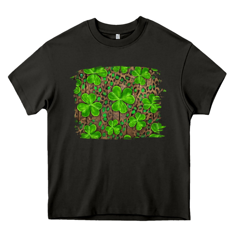 St Patrick's Day Shamrock And Leopard Distressed Background Heavy Core Tee by RanaPortraitStore | Teevron