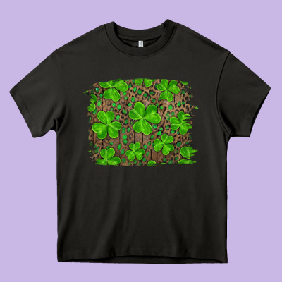 St Patrick's Day Shamrock And Leopard Distressed Background Heavy Core Tee Designed By Ranaportraitstore