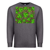 Charcoal Heather Saint Patricks Day Shamrock And Leopard Premium Sweatshirt - RanaPortraitStore