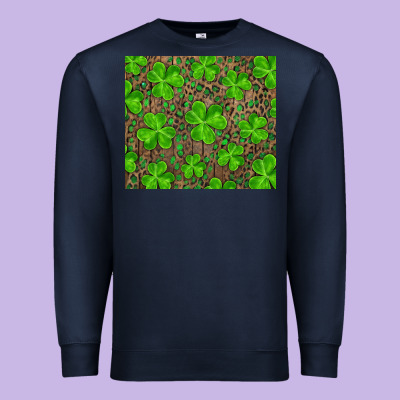 Saint Patricks Day Shamrock And Leopard Premium Sweatshirt Designed By Ranaportraitstore