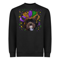 Black Mardi Gras Havanese Dog with Hat Heavyweight Sweatshirt - RanaPortraitStore