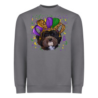 Storm Mardi Gras Havanese Dog with Hat Heavyweight Sweatshirt - RanaPortraitStore