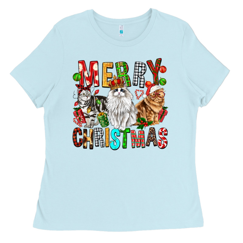 Merry Christmas Cats Ladies Tee by FaDigitalArtStudio | Teevron