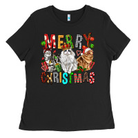 Black Merry christmas cats Ladies Tee - FaDigitalArtStudio