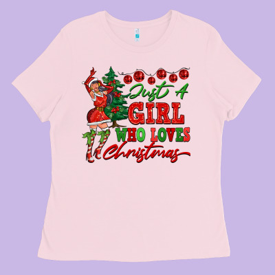 Just A Girl Who Loves Christmas Ladies Tee Designed By Fadigitalartstudio