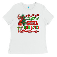 White Just A Girl Who Loves Christmas Ladies Tee - FaDigitalArtStudio