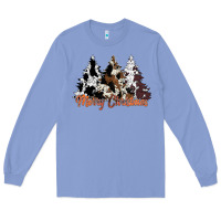 Colony Blue merry christmas cowhide trees Long Sleeve Tee - CowhideDigitalArt