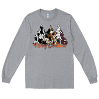 Heather Grey merry christmas cowhide trees Long Sleeve Tee - CowhideDigitalArt