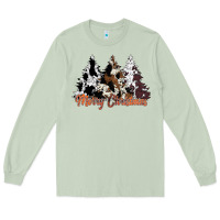 Matcha merry christmas cowhide trees Long Sleeve Tee - CowhideDigitalArt