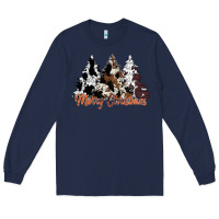 Navy merry christmas cowhide trees Long Sleeve Tee - CowhideDigitalArt