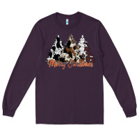 Plum merry christmas cowhide trees Long Sleeve Tee - CowhideDigitalArt