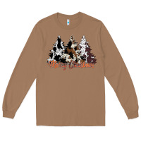 Toasted Coconut merry christmas cowhide trees Long Sleeve Tee - CowhideDigitalArt