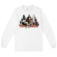 White merry christmas cowhide trees Long Sleeve Tee - CowhideDigitalArt