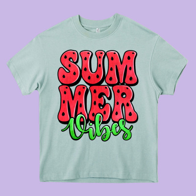 Summer Vibes Watermelon Heavy Core Tee Designed By Jasminsmagicworld