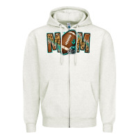 Oatmeal Heather American football mom Zipper Hoodie - Jasminsmagicworld
