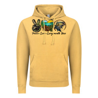 Vintage Mustard peace love largemouth bass Vintage Hoodie - LillyAllenDesigns