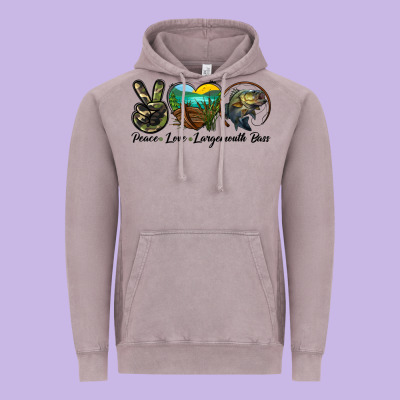 Peace Love Largemouth Bass Vintage Hoodie Designed By Lillyallendesigns