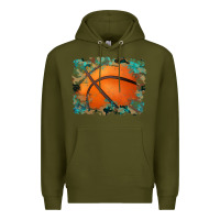 Army Green sports basketball background Premium Hoodie - Artiststas