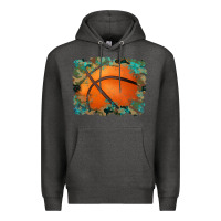 Charcoal Heather sports basketball background Premium Hoodie - Artiststas
