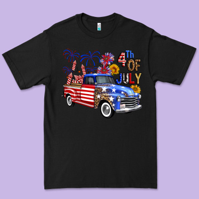 Western Truck Fourth Of July America Premium Tee Designed By Fadigitalartstudio